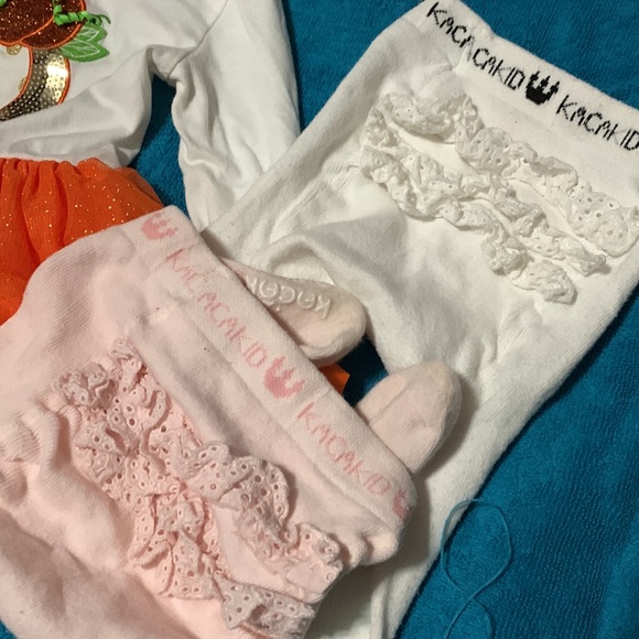 LAST CHANCE !!Gently used Fall 🍁 Harvest Dress 24m & 3 Pairs of Tights 12-24m - Picture 5 of 7